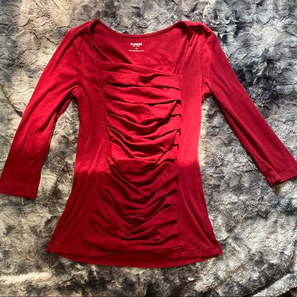 Express Sexy Basic Red Ruffled Blouse. Size Large